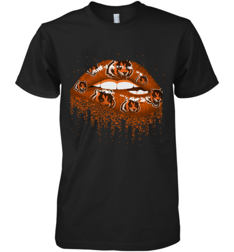 Biting Glossy Lips Sexy Cincinnati Bengals NFL Football Premium Men's T-Shirt