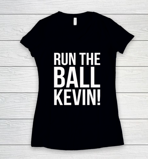 Run The Ball Kevin Women's V-Neck T-Shirt