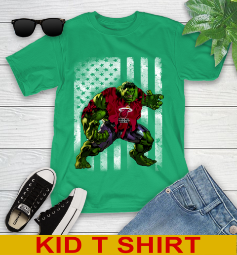 Miami Heat Hulk Marvel Avengers NBA Basketball American Flag Youth T-Shirt 7