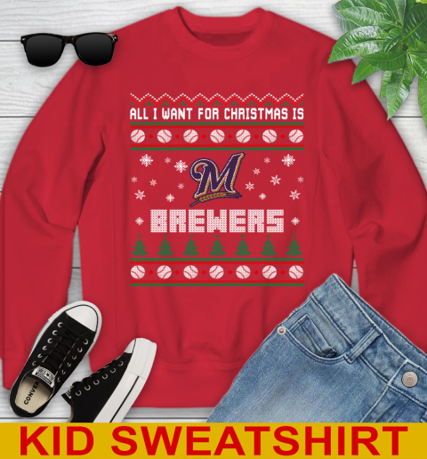 MLB All I Want For Christmas Is Milwaukee Brewers Baseball Sports 115