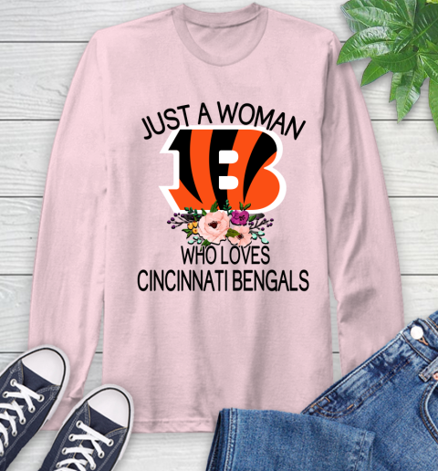 NFL Just A Woman Who Loves Cincinnati Bengals Football Sports Long Sleeve T-Shirt 8