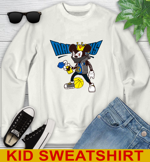Dallas Mavericks NBA Basketball Mickey Peace Sign Sports Youth Sweatshirt