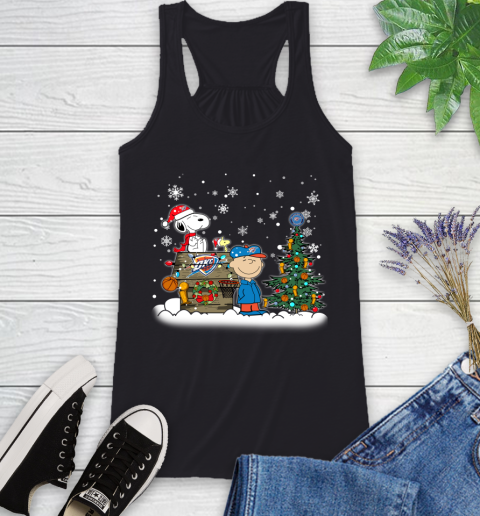 Oklahoma City Thunder NBA Basketball Christmas The Peanuts Movie Snoopy Championship Racerback Tank