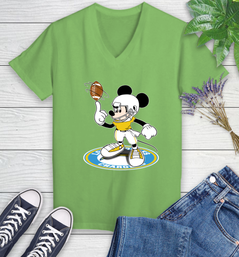 NFL Football Los Angeles Chargers Cheerful Mickey Disney Shirt Women's V-Neck T-Shirt 10 NFL Football Los Angeles Chargers Cheerful Mickey Disney Shirt Women's V-Neck T-Shirt - Image 10