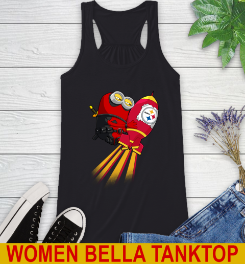 NFL Football Pittsburgh Steelers Deadpool Minion Marvel Shirt Racerback Tank