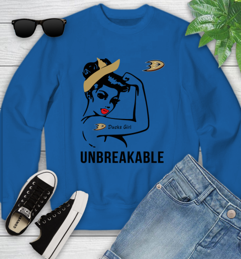 NHL Anaheim Ducks Girl Unbreakable Hockey Sports Youth Sweatshirt 4