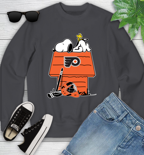 Philadelphia Flyers NHL Hockey Snoopy Woodstock The Peanuts Movie Youth Sweatshirt 6