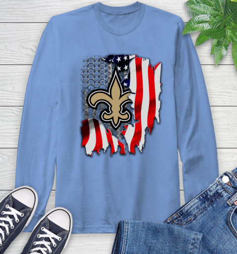 New Orleans Saints NFL Football American Flag Long Sleeve T-Shirt 12