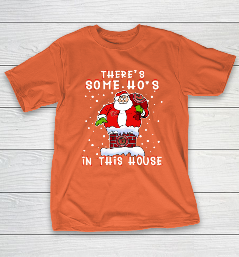 Calgary Flames Christmas There Is Some Hos In This House Santa Stuck In The Chimney NHL T-Shirt 4