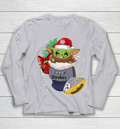 Pittsburgh Steelers Christmas Baby Yoda Star Wars Funny Happy NFL Youth Long Sleeve 5