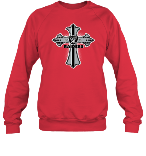 NFL Black Crusader Cross Oakland Raiders Sweatshirt mhdd nfl black crusader cross oakland raiders sweatshirt 35 front red