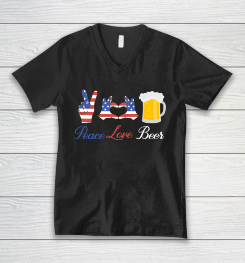 Beer Lover Funny Shirt Peace Love Beer V-Neck T-Shirt