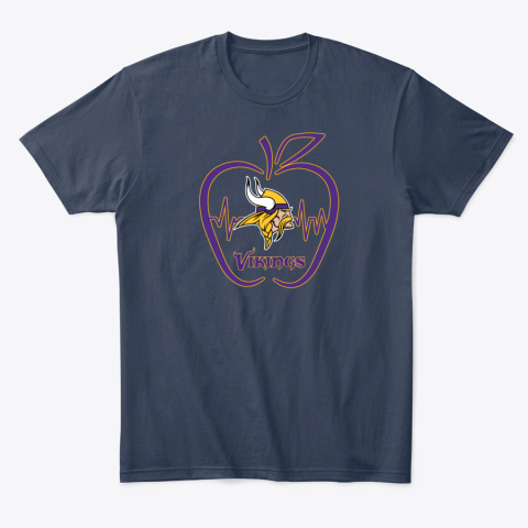 axwu apple heartbeat teacher symbol minnesota vikings classic t shirt 2 front navy