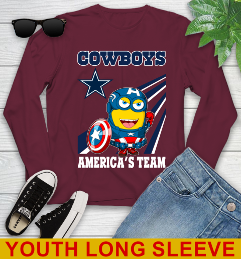 NFL Football Dallas Cowboys Captain America Marvel Avengers Minion Shirt Youth Long Sleeve 6