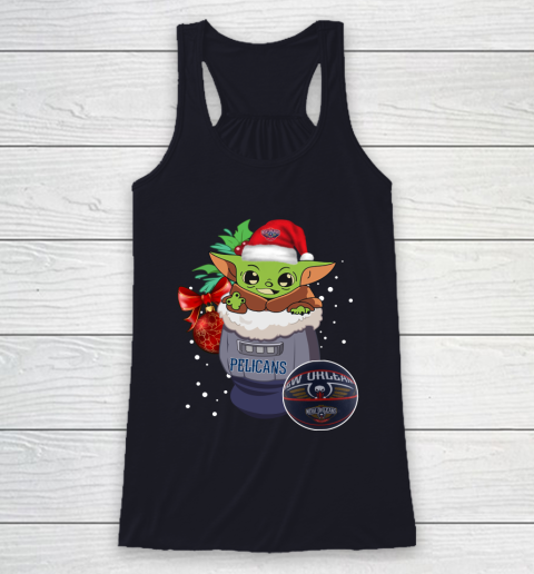 New Orleans Pelicans Christmas Baby Yoda Star Wars Funny Happy NBA Racerback Tank 8