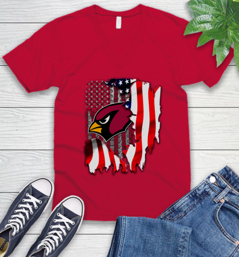 Arizona Cardinals NFL Football American Flag V-Neck T-Shirt 6