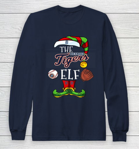 Detroit Tigers Christmas ELF Funny MLB Long Sleeve T-Shirt 2