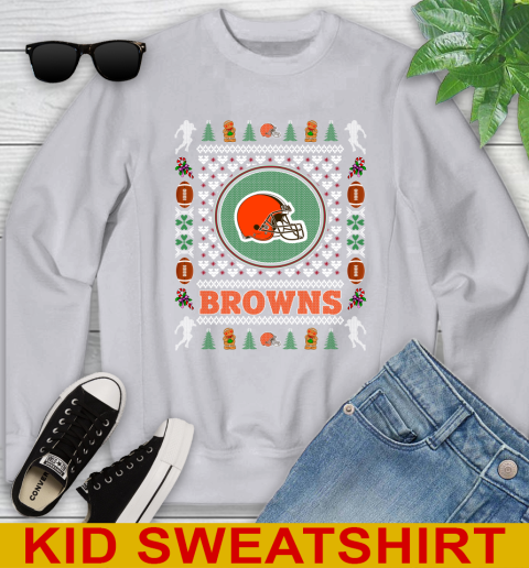 Cleveland Browns Merry Christmas NFL Football Loyal Fan Youth Sweatshirt 3