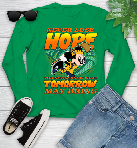 Nashville Predators NHL Hockey ootball Mickey Disney Never Lose Hope Youth Long Sleeve 7