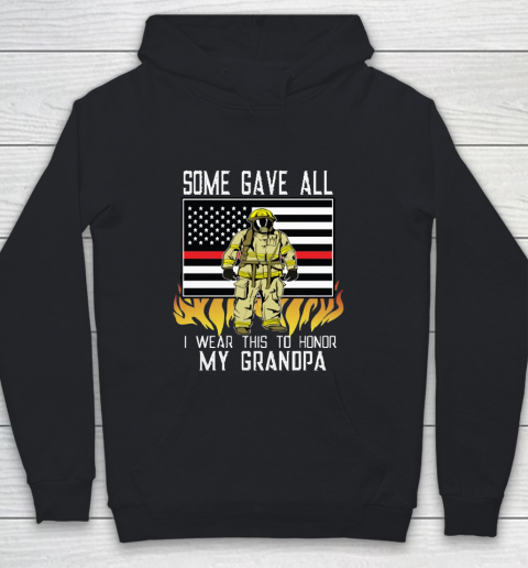 Thin Red Line Firefighter Grandpa Firemen Youth Hoodie