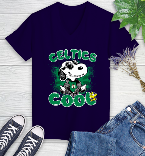 NBA Basketball Boston Celtics Cool Snoopy Shirt Women's V-Neck T-Shirt 3