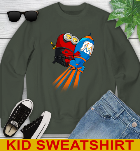 MLB Baseball Miami Marlins Deadpool Minion Marvel Shirt Youth Sweatshirt 9 MLB Baseball Miami Marlins Deadpool Minion Marvel Shirt Youth Sweatshirt - Image 9