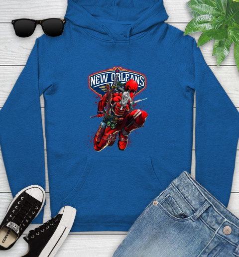 NBA Deadpool Marvel Comics Sports Basketball New Orleans Pelicans Youth Hoodie 9