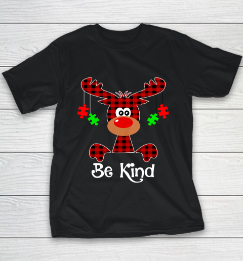 Be Kind Autism Awareness Christmas Reindeer Hippie Youth T-Shirt