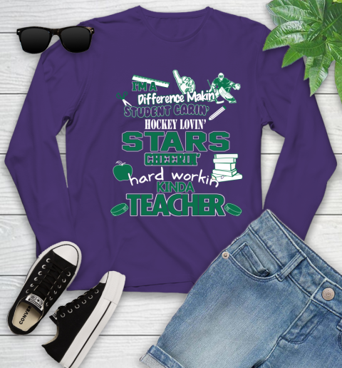 Dallas Stars NHL I'm A Difference Making Student Caring Hockey Loving Kinda Teacher Youth Long Sleeve 4