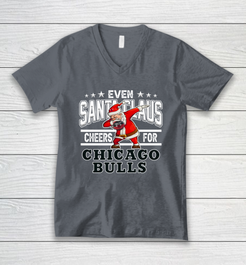 Chicago Bulls Even Santa Claus Cheers For Christmas NBA V-Neck T-Shirt 4