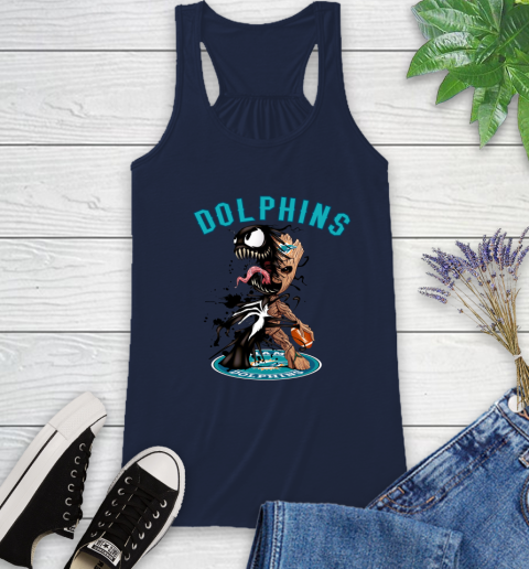 NFL Miami Dolphins Football Venom Groot Guardians Of The Galaxy Racerback Tank 12