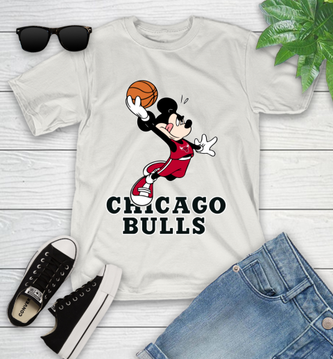 NBA Basketball Chicago Bulls Cheerful Mickey Mouse Shirt Youth T-Shirt 12