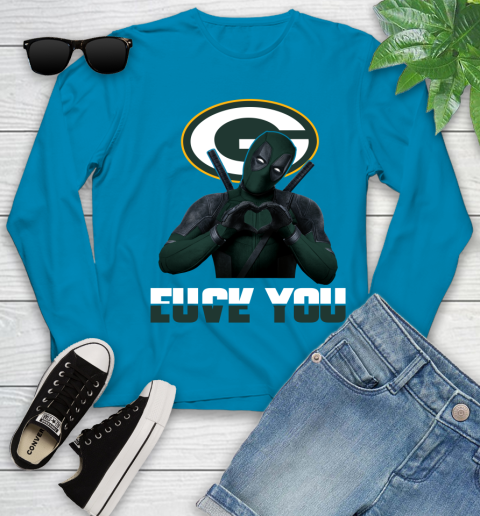 NHL Green Bay Packers Deadpool Love You Fuck You Football Sports Youth Long Sleeve 8