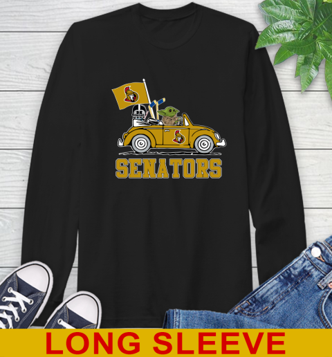 NHL Hockey Ottawa Senators Darth Vader Baby Yoda Driving Star Wars Shirt Long Sleeve T-Shirt 2