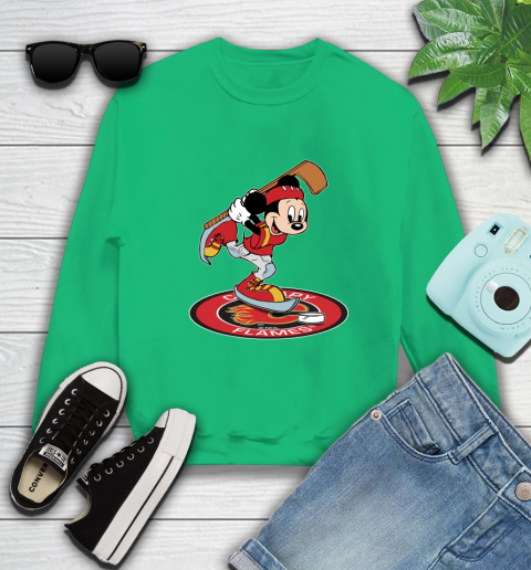 NHL Hockey Calgary Flames Cheerful Mickey Disney Shirt Sweatshirt 8 NHL Hockey Calgary Flames Cheerful Mickey Disney Shirt Sweatshirt - Image 8