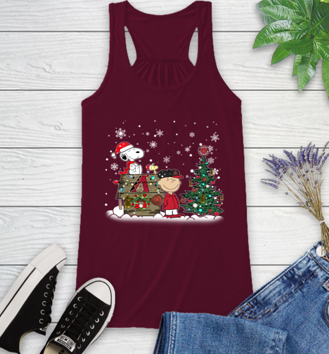 MLB Arizona Diamondbacks Snoopy Charlie Brown Christmas Baseball Commissioner's Trophy Racerback Tank 2