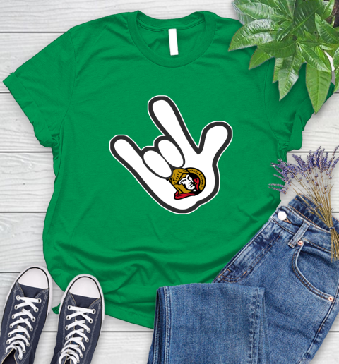 Ottawa Senators NHL Hockey Mickey Rock Hand Disney Women's T-Shirt 6