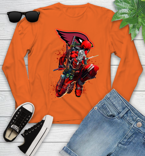 NFL Deadpool Marvel Comics Sports Football Arizona Cardinals Youth Long Sleeve 4