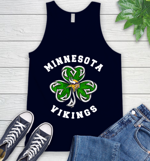 NFL Minnesota Vikings Three Leaf Clover St Patrick's Day Football Sports Tank Top 2