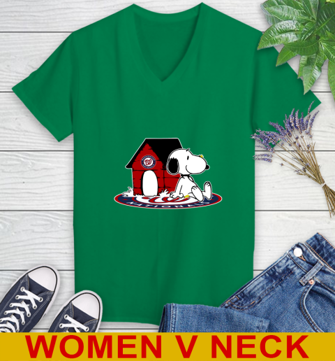 MLB Baseball Washington Nationals Snoopy The Peanuts Movie Shirt Women's V-Neck T-Shirt 6