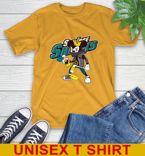 San Jose Sharks NHL Hockey Mickey Peace Sign Sports T-Shirt 3
