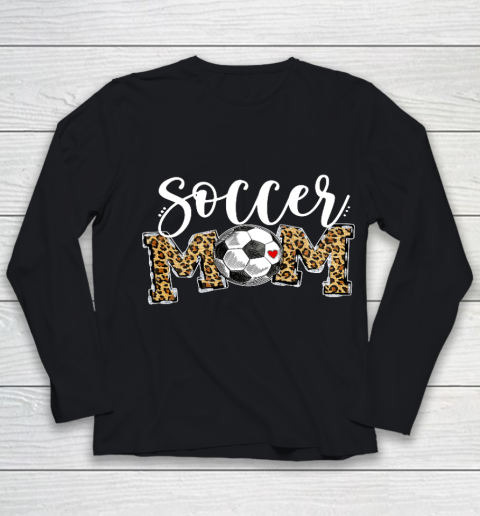 Soccer Mom Leopard Funny Soccer Mom Shirt Mother s Day 2021 Youth Long Sleeve