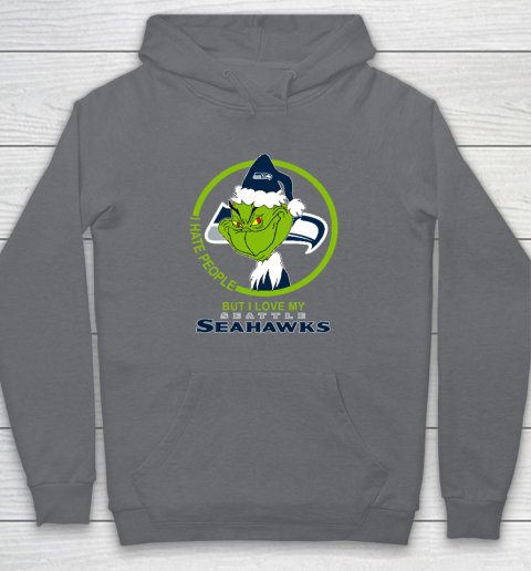Seattle Seahawks NFL Christmas Grinch I Hate People But I Love My Favorite Football Team Hoodie 3