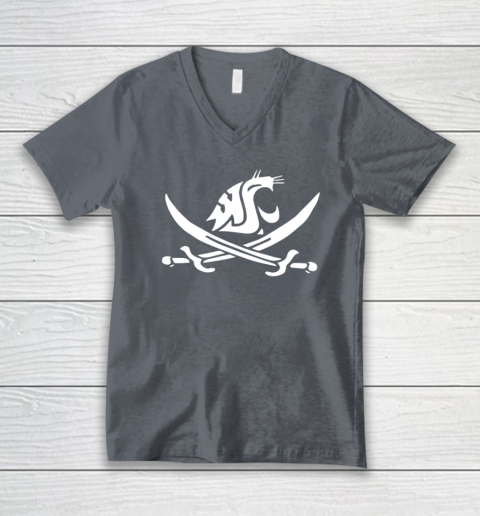 WSU Pirate Shirt Mike Leach WSU Pirate Sword V-Neck T-Shirt 3
