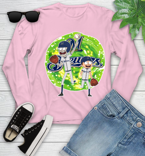 MLB Milwaukee Brewers Rick And Morty Baseball Sports Youth Long Sleeve 10