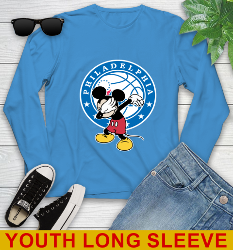 Philadelphia 76ers NBA Basketball Dabbing Mickey Disney Sports Youth Long Sleeve 8