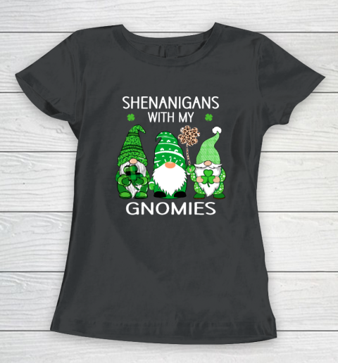 St Patricks Day Lucky Shamrock Leopard Gnomes Irish Women's T-Shirt