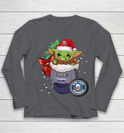 New York Islanders Christmas Baby Yoda Star Wars Funny Happy NHL Youth Long Sleeve 8