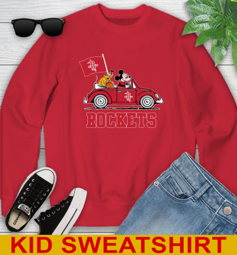NBA Basketball Houston Rockets Pluto Mickey Driving Disney Shirt Youth Sweatshirt 8