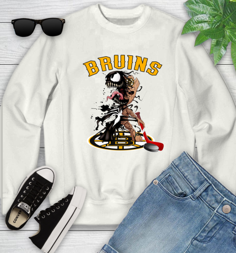 NHL Boston Bruins Hockey Venom Groot Guardians Of The Galaxy Youth Sweatshirt
